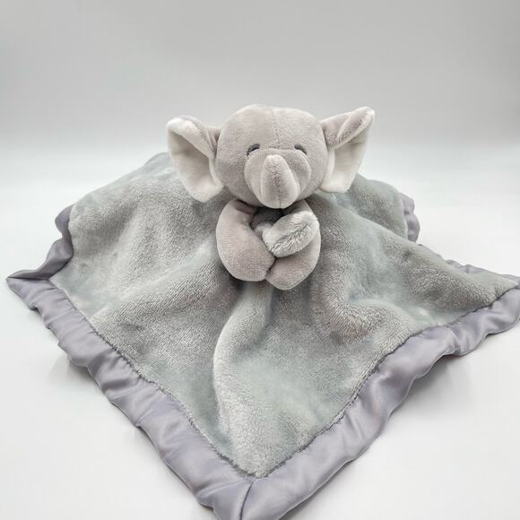 2020 Carters 14" Gray Elephant Holding Lovey Satin Security Blanket - Picture 1 of 10